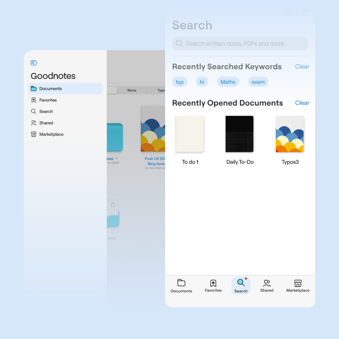 Updated app navigation in Goodnotes 6